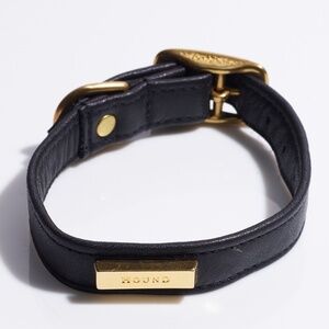 Leather Dog Collar by Hound Collection with Gold Bar Logo
